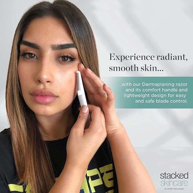 StackedSkincare Dermaplaning Replacement Blades - 3 Pack Face Razor Refills for Women, Peach Fuzz Remover and Exfoliating Tool, Fits StackedSkincare Dermaplane Tool-VivaGrace Women