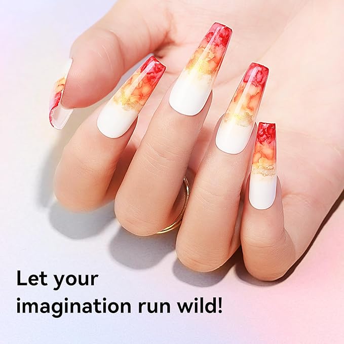 MIZHSE Glitter Marble Nail Polish Set, 8 Colors Marble Ink for Nails Blooming Gel Nail Polish Watercolor Ink Polish for Nails Design Home DIY