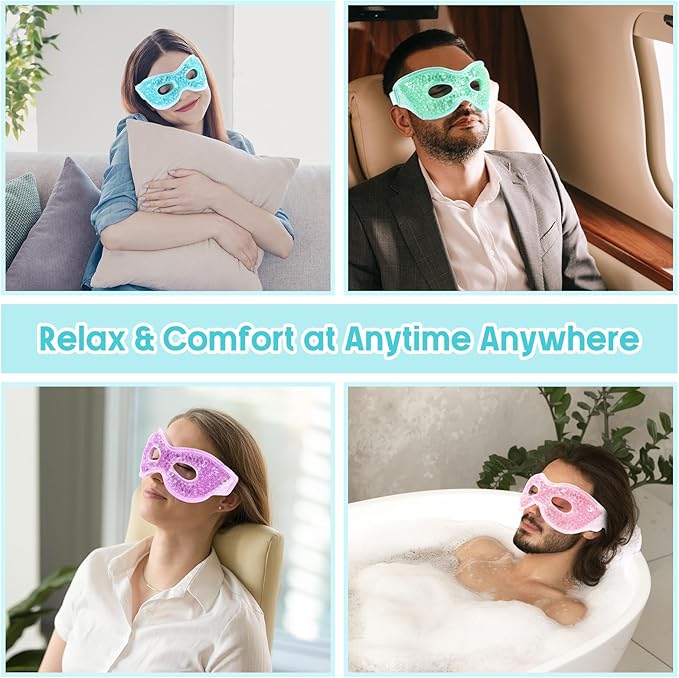 8 Pcs Gel Eye Mask Reusable Cooling Eye Mask Hot Cold Eye Mask with Plush Backing Eye Ice Pack for Cold Compress Dry Eyes Stress Relief Skin Care-VivaGrace Women