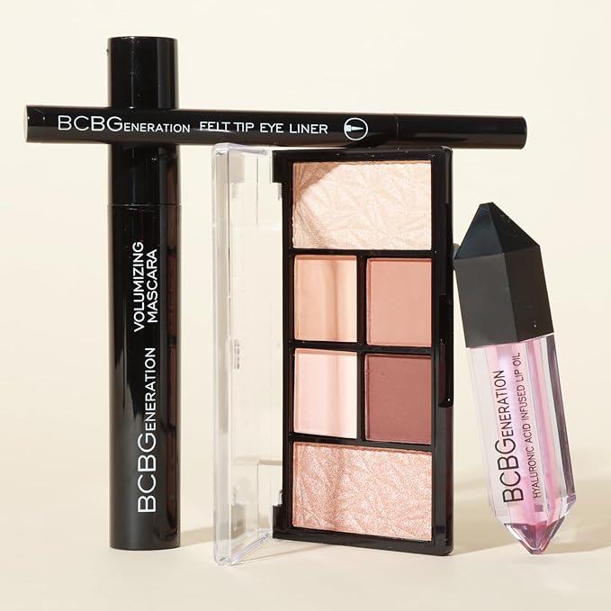 Natural Complete Eye and Lip Set - Includes Eyeshadow Palette, Eye Liner, Mascara, Lip Oil - 4 pcs-VivaGrace Women