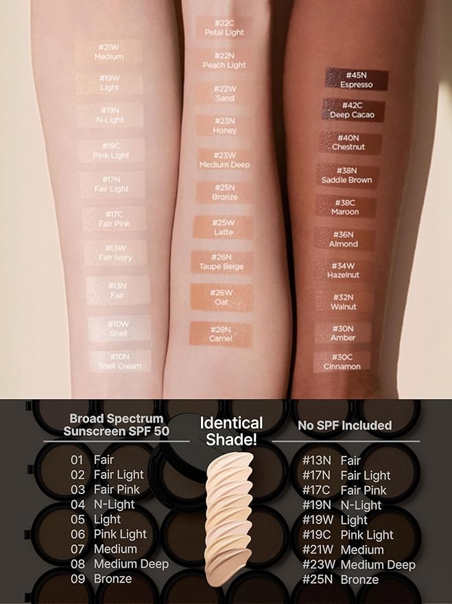 JUNG SAEM MOOL Essential Skin Nuder Cushion 19W Light 0.49 Fl Oz, No Refill, Natural Radiant Finish Cushion Foundation with Buildable Coverage, Lightweight Texture, Korean Foundation Makeup-VivaGrace Women