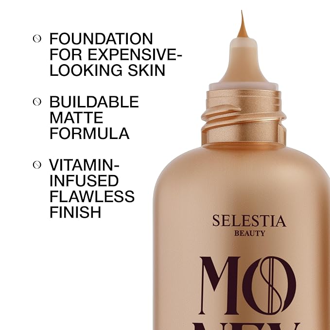Matte Foundation Money - Long-Lasting Makeup Foundation with Flawless & Buildable Coverage - Liquid Foundation for All Skin Types (Honey)-VivaGrace Women