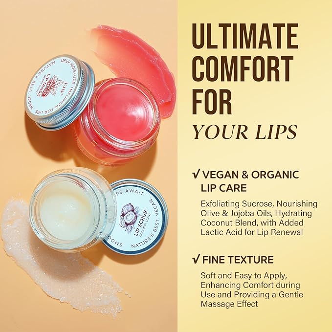 Coconut Lip Scrub - Gentle Exfoliation & Conditioning for Chapped Lips - 0.53oz Sugar Vegan Polish-VivaGrace Women