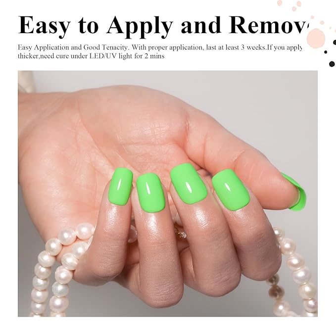 Imtiti Gel Nail Polish, 1Pcs 15ml Green Color Gel Polish Soak Off LED Nail Polish Gel Nail Art Design Manicure Salon DIY at Home Holiday Gift
