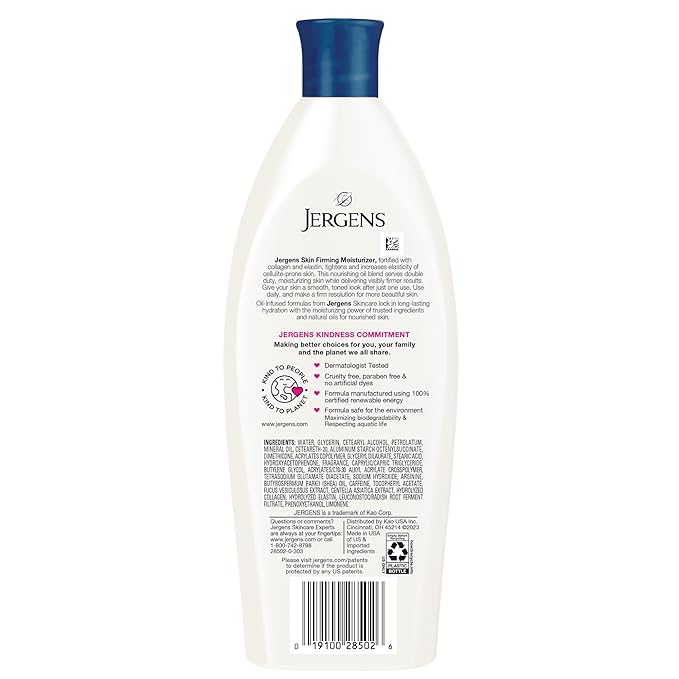 Jergens Skin Firming Body Lotion for Dry to Extra Dry Skin, Skin Tightening Cream with Collagen and Elastin, Hydralucence Blend Formula, 16.8 oz-VivaGrace Women