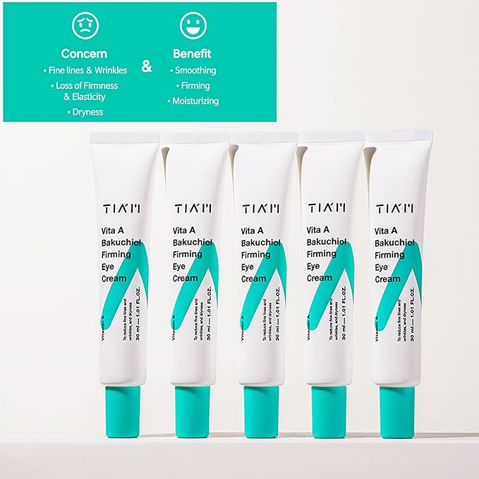 TIAM Vita A Bakuchiol Firming Eye Cream for Wrinkles, Anti-Aging, Dark Circles, and Puffiness, Fragrance-Free Under-Eye Treatment, 1.01 FL.OZ. / 30ml-VivaGrace Women