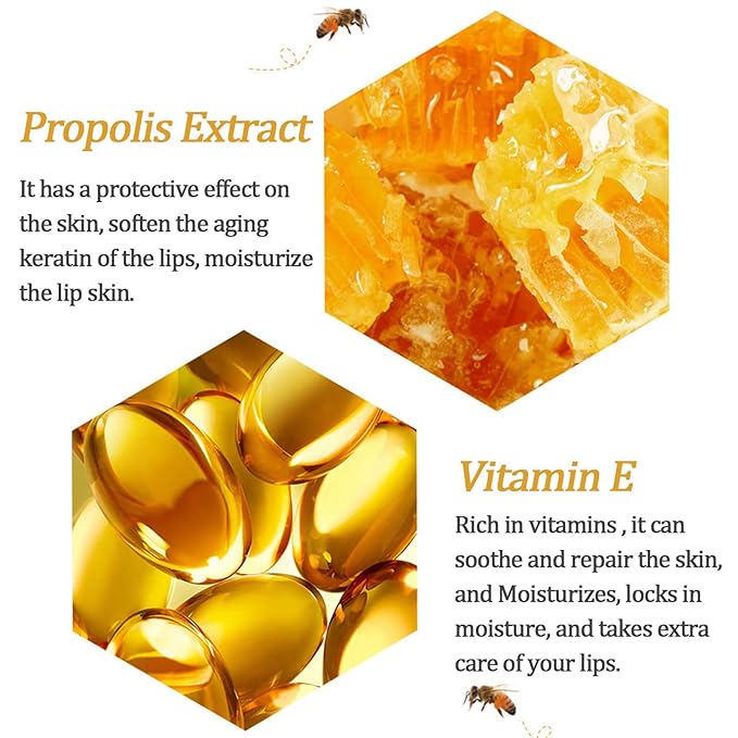 4 PCS Bee Lip Balm Lip Mask Honey Pot,Honey & Strawberry & Watermelon & Apple Lime Lip Mask Propolis Moisturizing Lip Balm with Stick,Sleeping Lip Mask Hydrating Prevention Dry & Cracked-VivaGrace Women