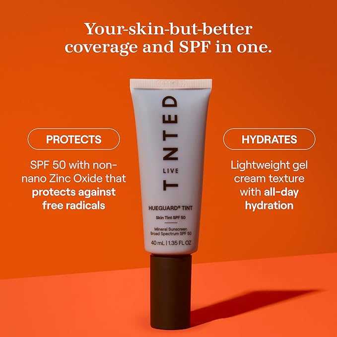 Live Tinted Hueguard Skin Tint SPF 50 - Tinted Mineral Sunscreen with Light-Medium Buildable Coverage With a Hydrating and Radiant Finish - Water and Sweat Resistant, 1.35 fl oz - Shade 03-VivaGrace Women