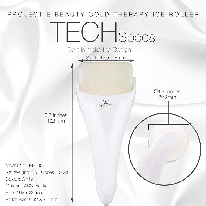 Ice Roller Cold Therapy by Project E Beauty | Reduce Under Eye Puffiness & Dark Circles | Tightens & Firms Skin | Diminish Wrinkles | Pain Relief | Muscle Soreness | Redness (Face & Body Roller)-VivaGrace Women