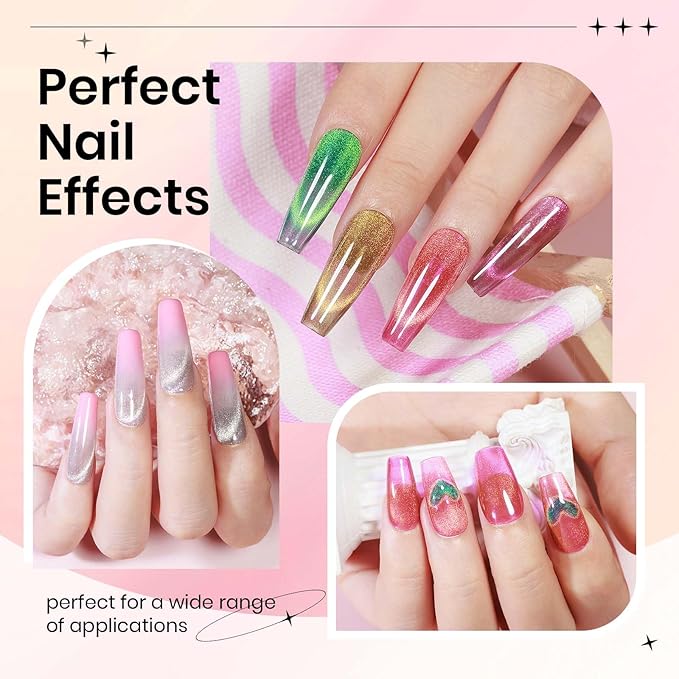 Cat Eye Gel Nail Polish Set- 12 Colors Magnetic Nail Polish Gels Summer Gel Nails Polish with Magnetic Stick Galaxy Effect Soak Off with UV Lamp Gift for Mother's Day