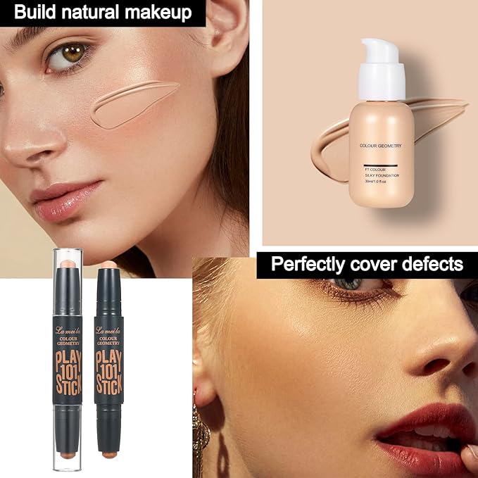 All in One Makeup Kit For Women Girls Teens Makeup set 16 Colors Eyeshadow Palette Foundation Eyeliner Contouring Stick Lip Gloss Eyebrow Mascara Makeup Brushes Makeup Gift Sets-VivaGrace Women