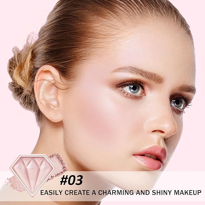 Boobeen Highlighter Makeup Palette, Baked Highlighter Bronzer Powder Palette, Shimmer Illuminator Contour Highlighter Powder for Face, Pearl Shine Shades Waterproof Long Lasting-VivaGrace Women