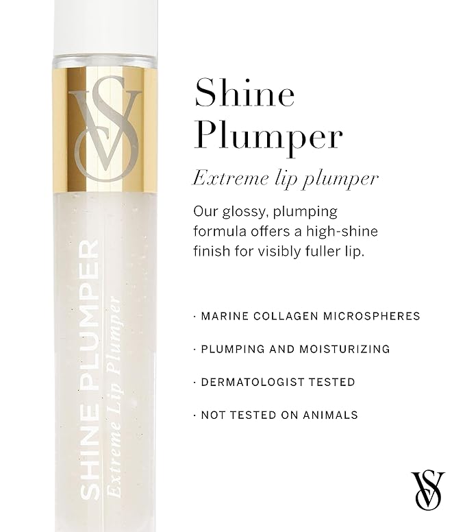 Victoria's Secret Shine Plumper Extreme Lip Plumper in Crystal Clear, Plumping Lip Gloss for Women with Marine Collagen Microspheres, Lip Treatment-VivaGrace Women