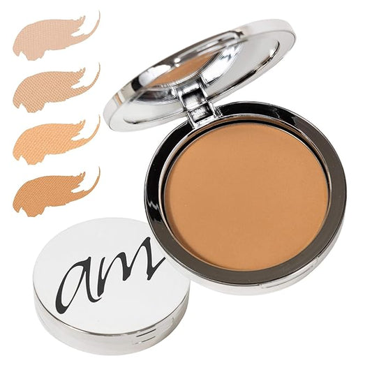 4-in-1 Pressed Foundation Powder with Natural SPF, Concealer & Finishing Powder, Medium to Full Coverage Foundation, Mineral-Based Powder (Halle, .35 oz)-VivaGrace Women