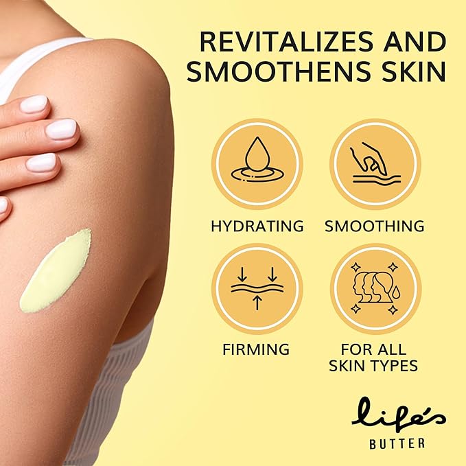 LIFE'S BUTTER Anti-Cellulite Cream - 100% Natural - Made in USA - Cruelty-Free - Hypoallergenic - Best Cellulite Reduction - Skin Firming + Tightening for Women L-Carnitine + CoQ10 + Caffeine – 6oz-VivaGrace Women