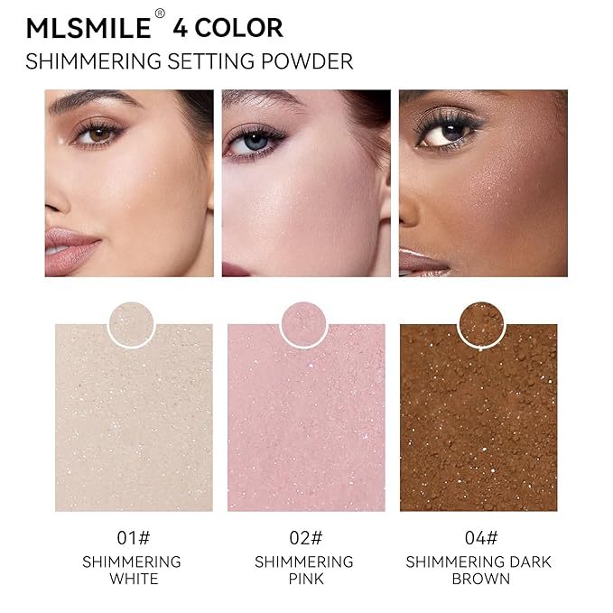 AKARY White Translucent Setting Powder, Shimmer Finishing Powder Oil Control for Long Lasting Makeup, Lightweight Loose Powder Waterproof Makes Skin Downy, Blurring Powder for All Skin Tones, 01-VivaGrace Women