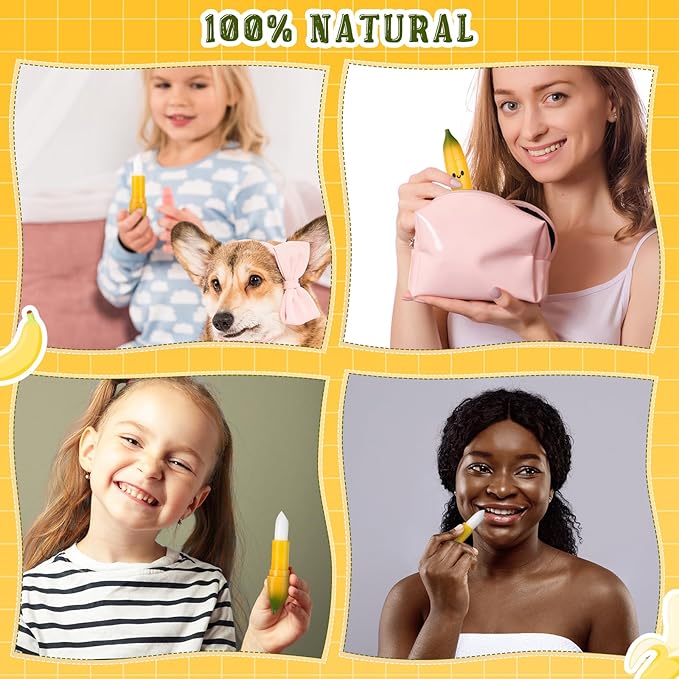 50 Pcs Employee Appreciation Gifts Bulk Banana Lip Balms Staff Appreciation Gift Bulk Lip Balm Gift Set Thank You Gift Lip Care Cream for Coworker Teacher Nurse Women Friend Baby Shower Favors-VivaGrace Women