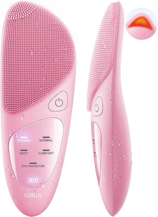 COSLUS Facial Cleansing Brush Silicone Face Scrubber: Waterproof Rechargeable Face Wash Brush, 4 Cleansing Modes, Electric Face Exfoliator for Men Women Cleaning, Exfoliating, Massaging-VivaGrace Women