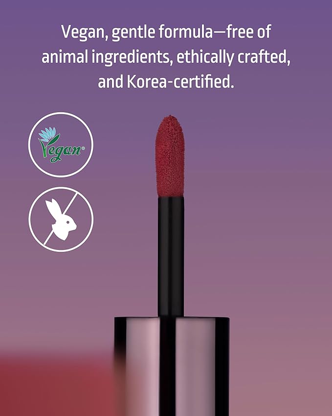 HEVVYMAKEUP Blurring Effect Lip Tint - Airy Velvet Matte Lips - Vegan, Longwear, Vibrant, Buildable Creamy Soft Texture - Korean Lip Makeup, Peach Please, 0.13 fl.oz.-VivaGrace Women