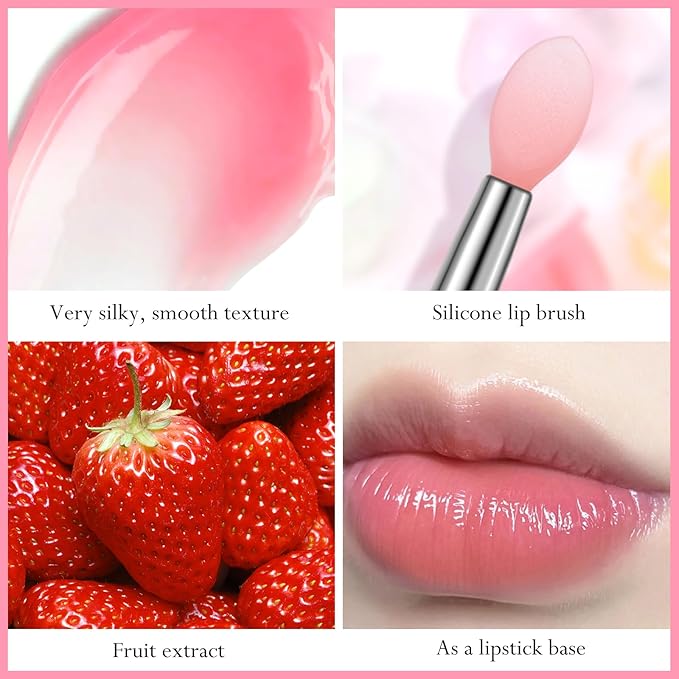2Pc Jelly Lip Mask Overnight,Fruity Strawberry Lip Sleeping Mask Day Night Repair Kawaii Lip Balm Hydrate Plump Dry Lip Scrubs Exfoliator,Lip Care Lip Moisturizer with Collagen-Strawberry-VivaGrace Women