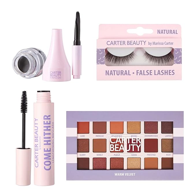 Carter Beauty The Eye Edit - Accentuates The Eyes - Transform Your Eye Makeup Look - Includes Mascara, Eyeshadow Palette, Gel Liner, Natural False Lashes - Vegan And Paraben Free - 5 Pc Gift Set-VivaGrace Women