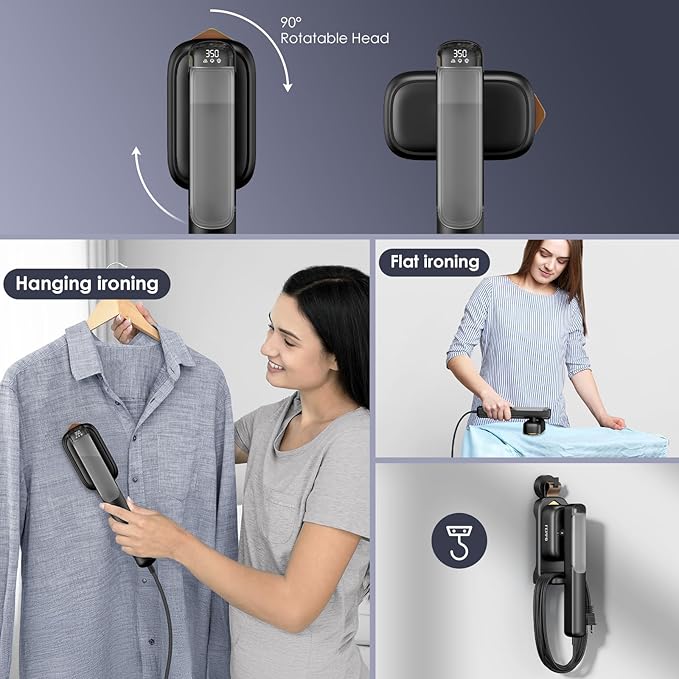 FEPPO Travel Steamer for Clothes, 110-240V Dual Voltage Portable Mini Steamer & Iron 2in1, 1100W Powerful Garment Steamer, Fast Heat Up, Travel Size, HD Display, for Home & Global & Europe Travel-VivaGrace Women