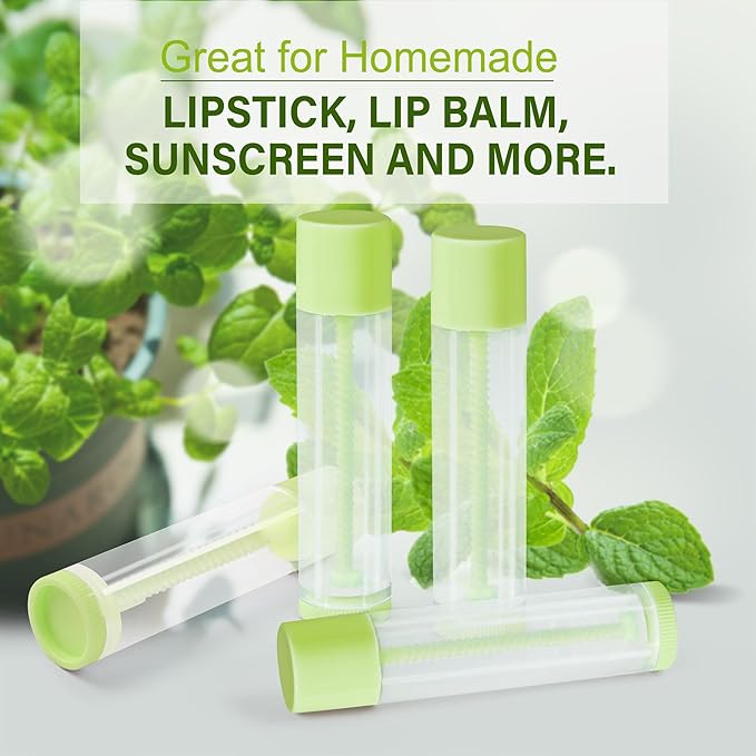 LotFancy Lip Balm Tubes Empty, 60PCS 5.5ml (3/16 Oz), Clear Lip Balm Container Tubes with Green Caps, BPA Free & Leak Free, Refillable-VivaGrace Women