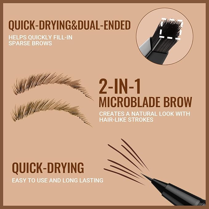iMethod Eyebrow Pen - Eyebrow Pencil,2-in-1 Eyeliner Dual-Ended Microblading Eyebrow Pencil Long Lasting Waterproof Hair-Like Brow Pencil,with Eyebrow Brush,Eyebrow Pencils for Women,DarkBrown