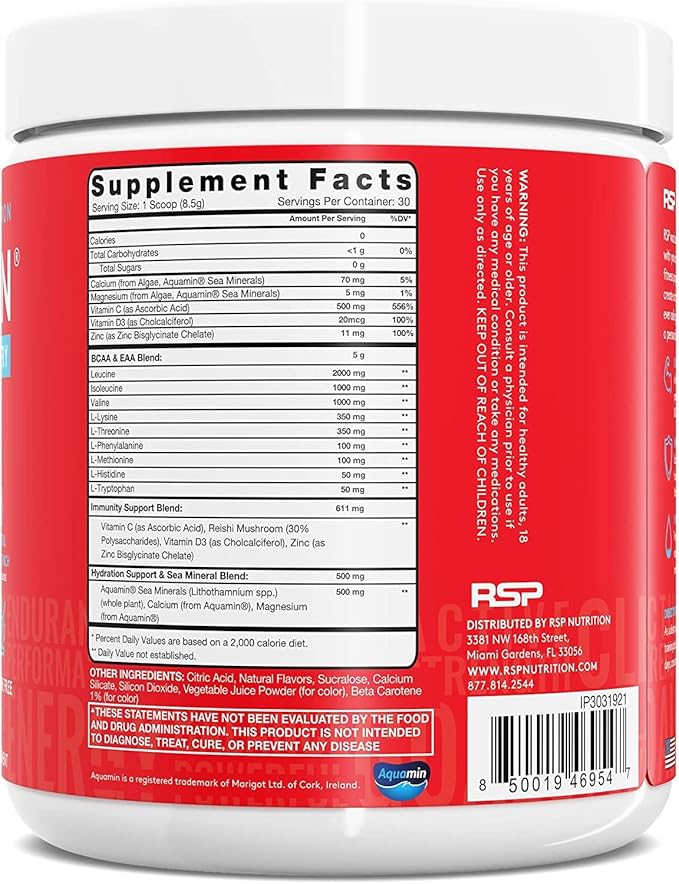 AminoLean Hydrating Electrolyte Powder and Recovery Drink with Sea Minerals, Nootropic Mushrooms, and Vegan Amino Acids, BCAAs + EAAs for Post Workout Muscle Building, Tropical Punch-VivaGrace Women