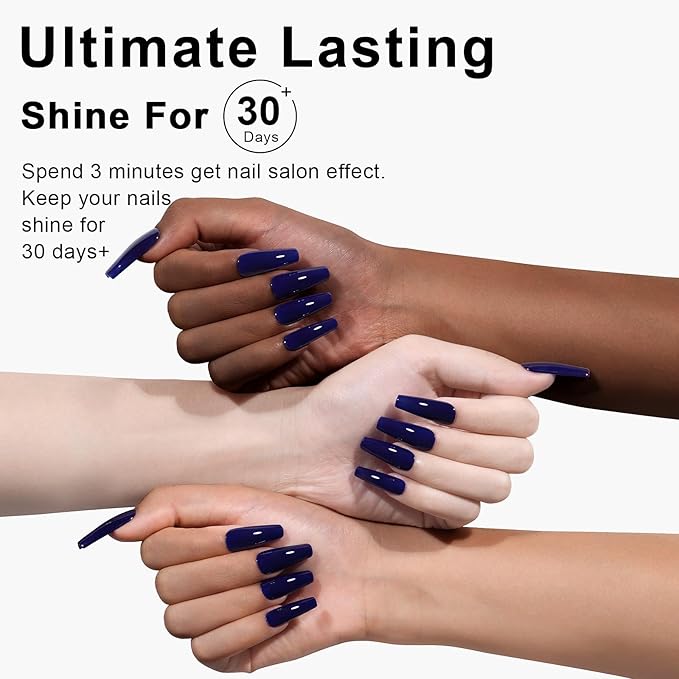 L'UGX Dark Blue Gel Nail Polish - Navy Color, 15ML, Long Lasting UV Gel, DIY Manicure & Pedicure, Salon Holiday Gifts for Women LGS-705