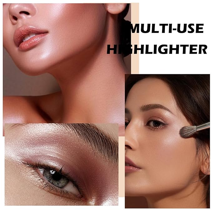Boobeen Highlighter Makeup Palette, Baked Highlighter Bronzer Powder Palette, Shimmer Illuminator Contour Highlighter Powder for Face, Pearl Shine Shades Waterproof Long Lasting-VivaGrace Women