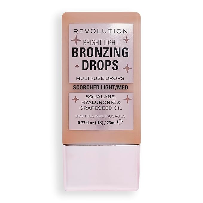 Revolution Beauty, Bright Light Bronzing Drops, Bronze & Glow Face & Body Drops Infused with Hyaluronic Acid, Bronze Scorched, 0.77 Fl. Oz.-VivaGrace Women