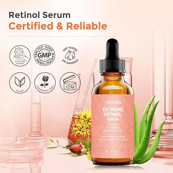 Retinol Serum for Face 2.5%, B5 Resurfacing Retinol Serum with Vitamin C, Vitamin E, Hyaluronic Acid, Niacinamide, Peptide for Anti-Aging, Wrinkle Smoothing, Dark Spot Corrector, Brighten Dullness-VivaGrace Women