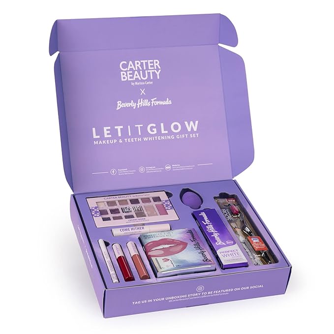 Carter Beauty Let It Glow Make Up and Teeth Whitening Set for Women 10 Pc-VivaGrace Women