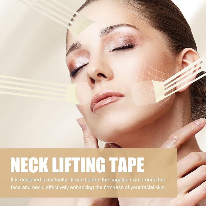 braxan 60 Pcs Neck Tape Lifting Invisible Set: Neck & Face Lift Tape Invisible - for Double Chin Jowls Eyes Sagging Skin, Special Events & Makeup-Friendly Use, Visible Results In Seconds-VivaGrace Women