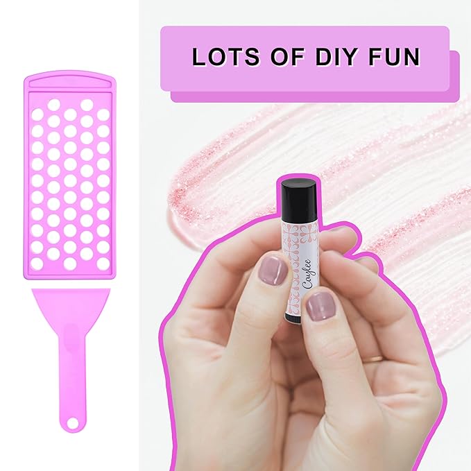 Lip Balm Filling Tray Kit - 1x Filling Tray, 1x Spatula, 50x Lip Balm Tubes (Black), 50x Writable Sticker (3 colors), 50x Printed Stickers (Transparent) - DIY Homemade Lip Balm - Gift Idea-VivaGrace Women