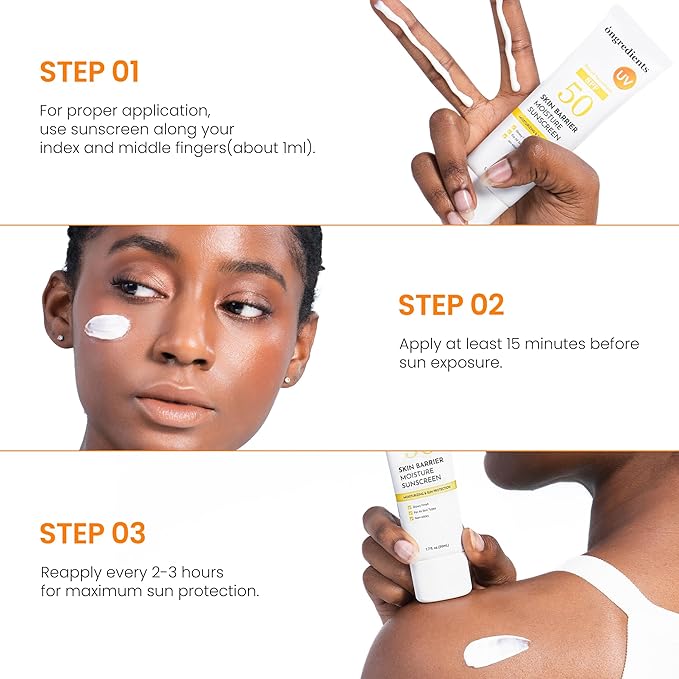 ONGREDIENTS Skin Barrier Moisture Sunscreen Broad Spectrum SPF 50, Glowy Finish, Non-Sticky, No White Cast, Hydrating, Moisturizing, Airy Texture, Korean Skin Care, All Skin Types (1.7 fl. Oz)-VivaGrace Women