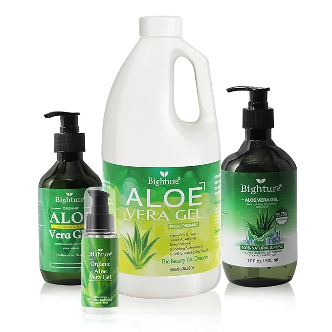 Aloe Vera Gel, 100% Aloe Vera Extracted from Freshly Cut Pure Aloe Leaves, Pure Aloe Vera Gel for Skin Care like Deeply Soothing, Firming, After Shave, Sunburn Relieve(Family Pack)-VivaGrace Women