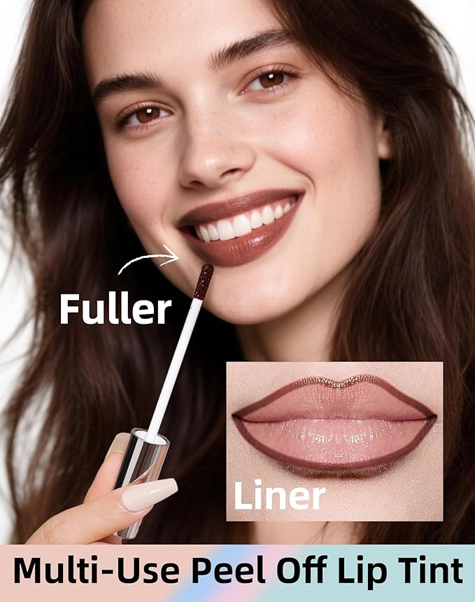 KIMUSE Lip Stain Peel Off, Peel Off Lip Liner Stain with Tweezer, Long Lasting, Waterproof, Transfer Proof Lipstains Color, Smudge-Free, Easy Removal, Matte Finish-VivaGrace Women