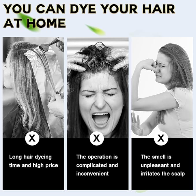 Hair Dye Shampoo Chestnut Brown Hair Color Shampoo for Gray Hair Coverage Herbal Hair Dye Shampoo 3 in 1 for Men and Women, Instant Color Shampoo-VivaGrace Women
