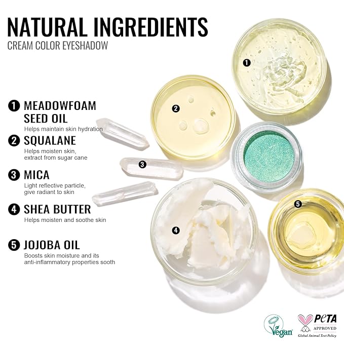 Oulac Shimmer Cream Eyeshadow also for Highlighter Blendable Eye Shadow Waterproof&Long Lasting with Moisturizing Formula Soft Shimmer Eye Make-up,Vegan & Cruelty-Free,6g 25-VivaGrace Women