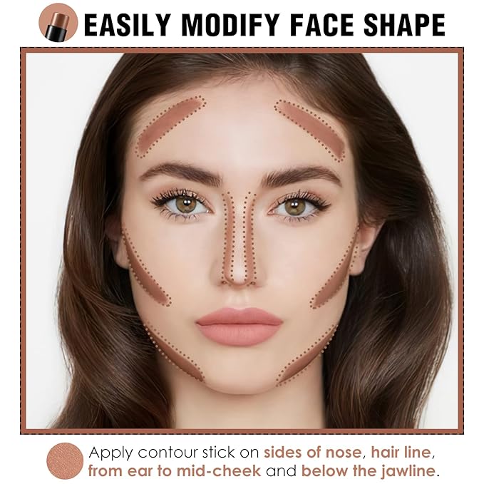 FOCALLURE Cream Contour Stick, Matte Bronzer Stick, Professional Face Shaping & Contouring Stick Makeup, Easy to Apply with Buildable Coverage, Long Lasting & Sweatproof, COFFEE-VivaGrace Women