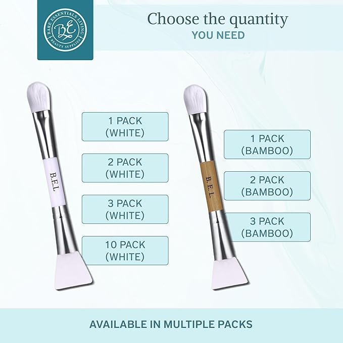 Bare Essentials Living Clay Face Mask Brush (2 Pack, White) Dual Soft Silicone Face Mask Applicator Brush Tool, Great Facial Essentials, Moisturizer Applicator & Skincare Brush for Facials-VivaGrace Women