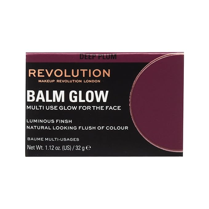 Revolution, Balm Glow, Multi-Use Balm for Cheeks, Eyes & Lips, Buildable Formula, Dewy Finish, Deep Plum, 1.12 Oz.-VivaGrace Women