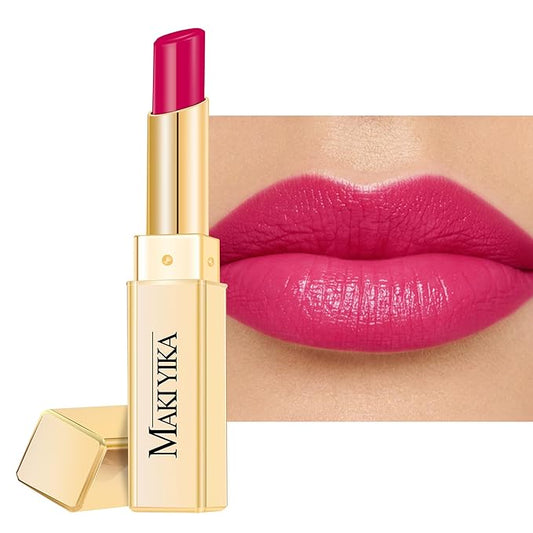 MAKI YIKA Moisture Hot Pink Lipstick for Women Hydrate Lip Balm for Dry Cracked Lips Weightless Glossy Lip Color Juicy Finish,MA056 Girl's Pink-VivaGrace Women