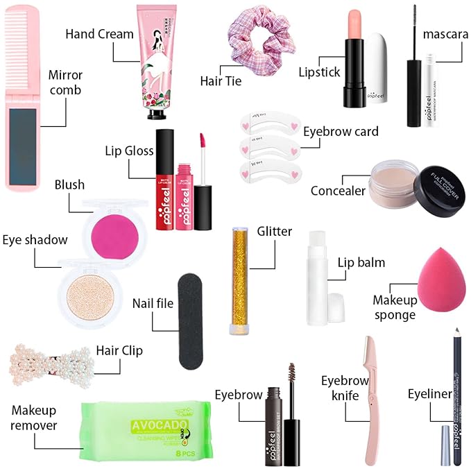 All-in-One Makeup Gift Set Carry All Makeup Kit Women Full Kit With Makeup Bag Lipgloss Lipstick Concealer Blush Foundation Face Powder Eyeshadow Palette Cosmetic Palette #9-VivaGrace Women
