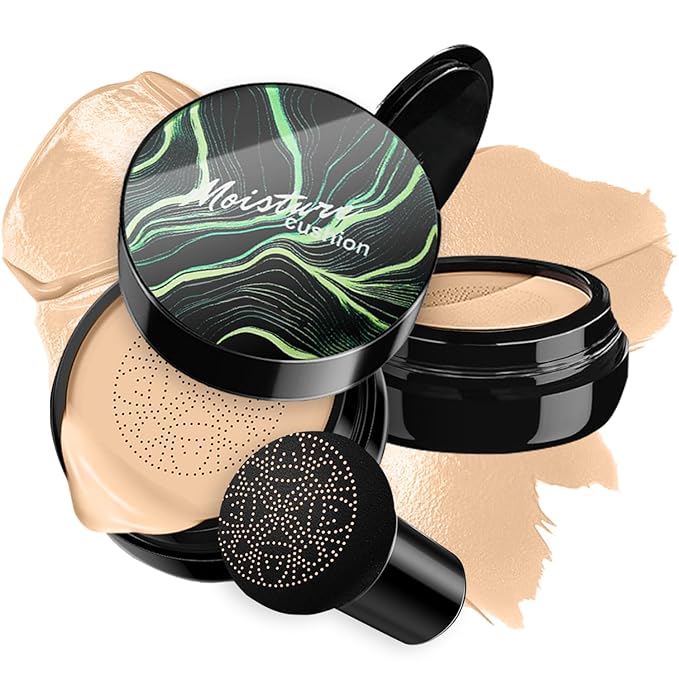 Mushroom Head Air Cushion BB Cream CC Cream Moisturizing Liquid Foundation, Concealer - Lasting Makeup Base for Even Skin Tone (#02 Natural)-VivaGrace Women