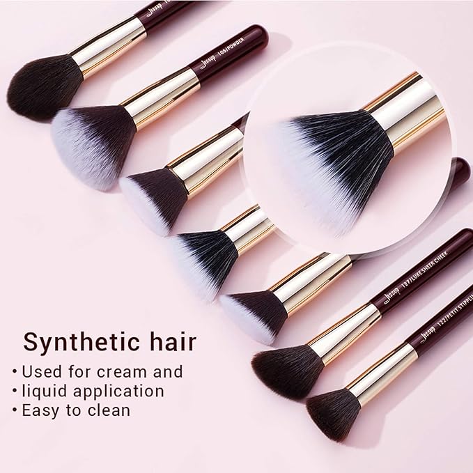 Jessup Makeup Brushes Set Professional Makeup Brush Eyeshadow Blending Powder Foundation Blusher Concealer 25pcs with Cosmetics Storage Box, Zinfandel T285-VivaGrace Women