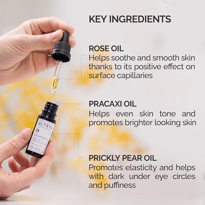 Alteya Organics Eye Serum USDA Certified Organic Skin Care 0.34 Fl Oz/10 mL Bio Damascena Award-Winning Eye Treatment With Organic Bulgarian Rose Oil Rejuvenating, Revitalizing and Clarifying-VivaGrace Women