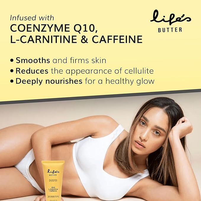 LIFE'S BUTTER Anti-Cellulite Cream - 100% Natural - Made in USA - Cruelty-Free - Hypoallergenic - Best Cellulite Reduction - Skin Firming + Tightening for Women L-Carnitine + CoQ10 + Caffeine – 6oz-VivaGrace Women